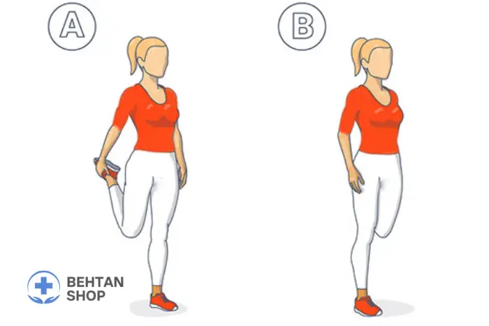 کشش عضله چهارسر ران در حالت ایستاده